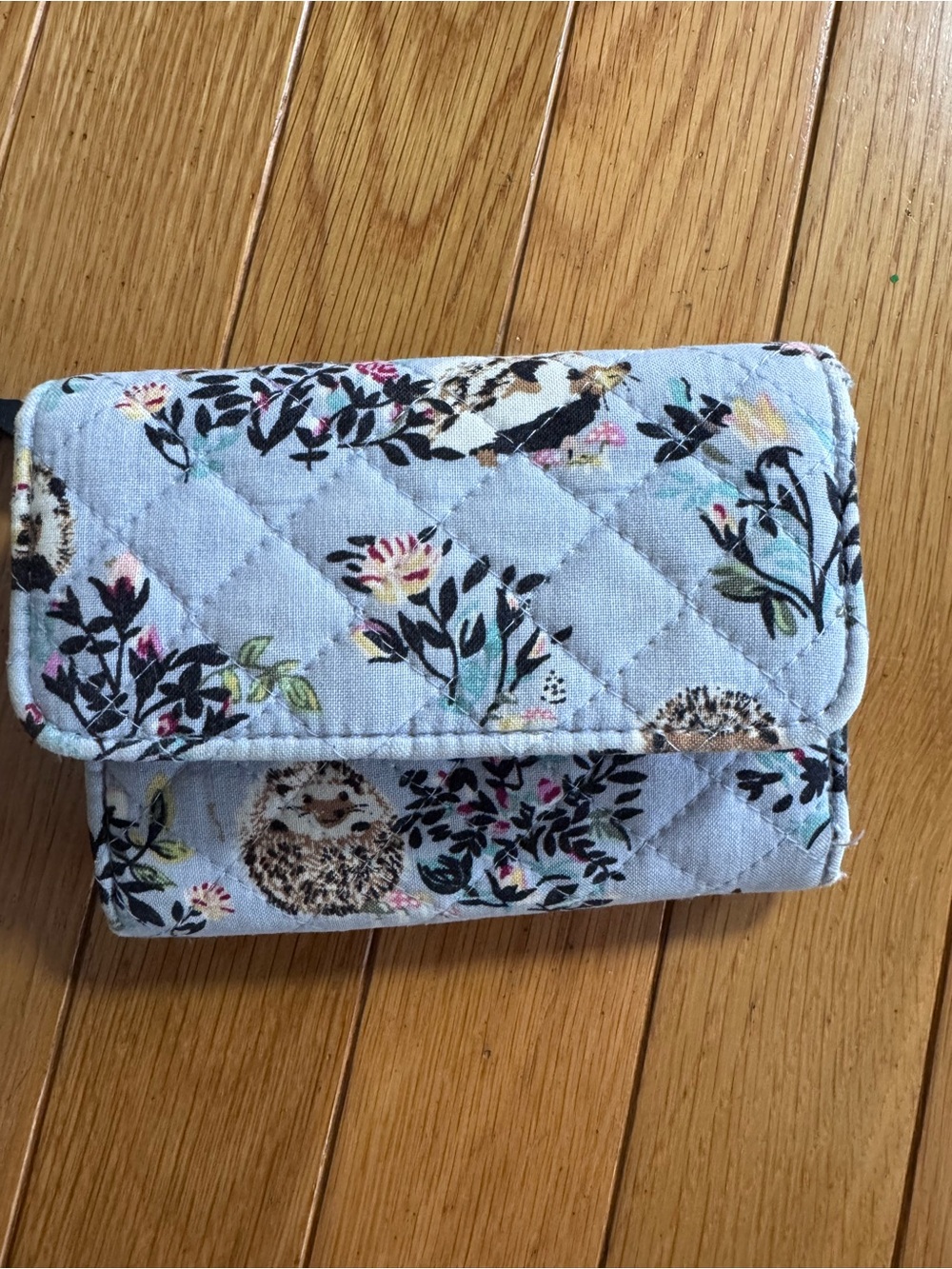 Vera Bradley Light Blue Quilted Floral & Hedgehog Wallet